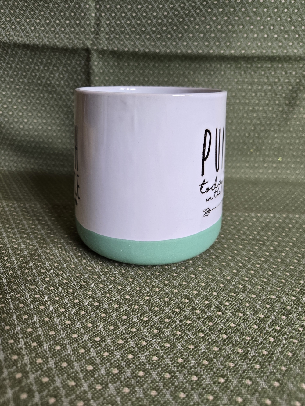'Punch Today in the Face' Ceramic Mug with Mint Green Wide Bottom - Picture 5 of 8